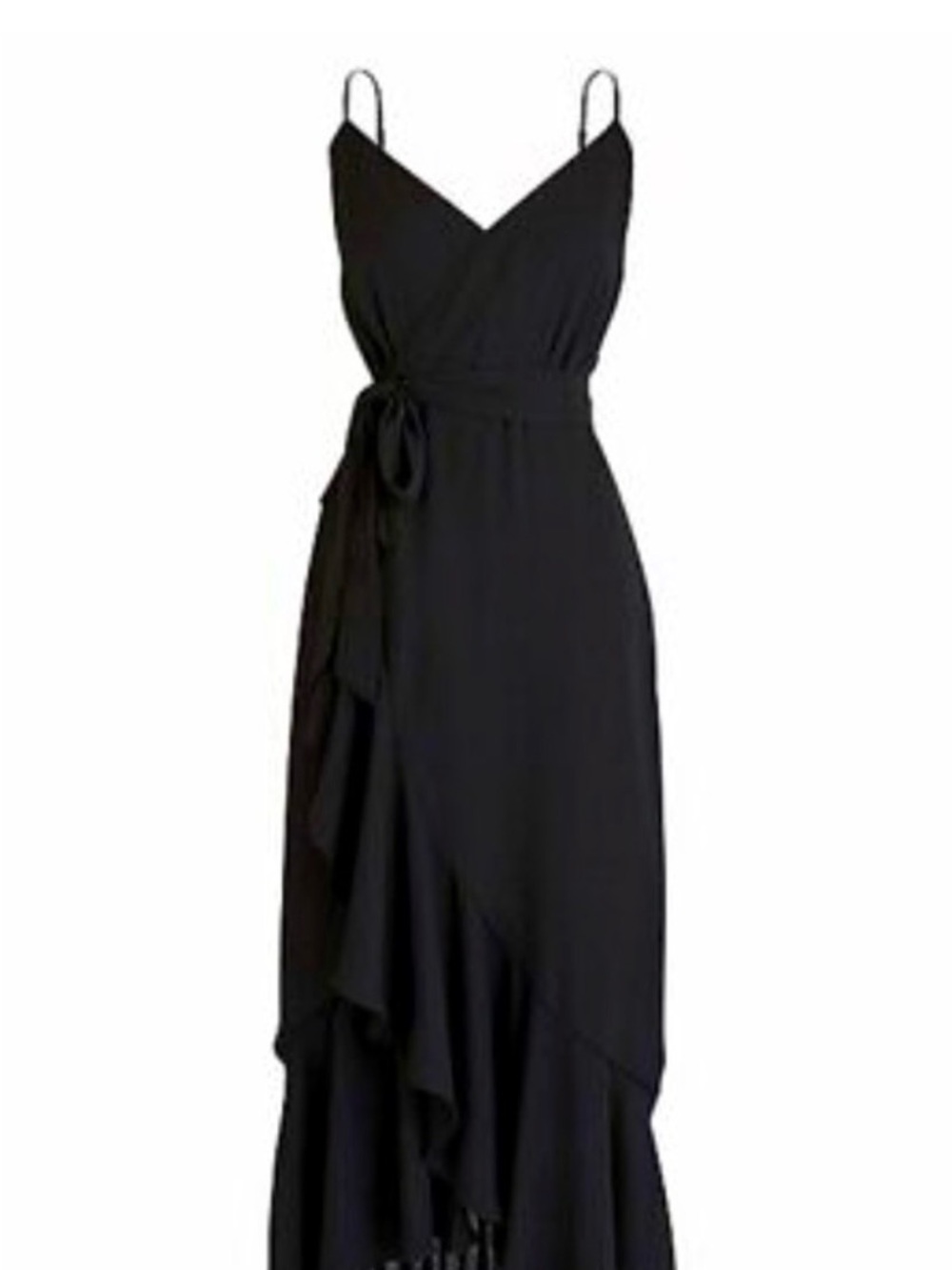 Jcrew Women's Black Ruffle Faux Wrap Dress